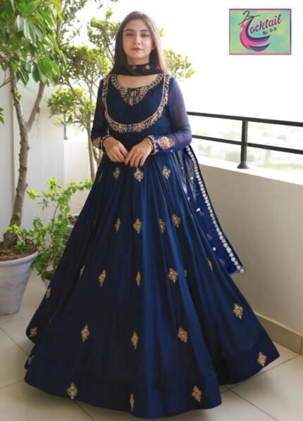 Chiffon Stitched Maxi (Blue) 2025
