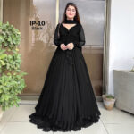 Solid Black Long Flair Anarkali Set With Dupatta - Image 4