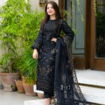 SR-BA06 Un-Stitched Lawn Embroidered 3pc With Organza Embroidered Dupatta - Image 2