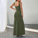 Women's Square Neck Ribbed Knit Maxi Dress - Image 8