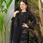SR-BA06 Un-Stitched Lawn Embroidered 3pc With Organza Embroidered Dupatta - Image 6