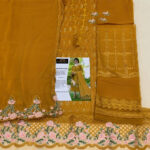 Zarqash Lawn Chikankari yellow - Unstitched - Image 4