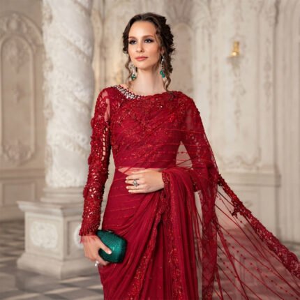 Maria B Couture Red Saree