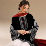 Black Embroidered 3-Piece Lawn Suit for Women - Image 5