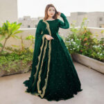 Solid Magenta Chiffon Hand Embellished Dupatta With Anarkali Set - Image 5