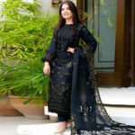 SR-BA06 Un-Stitched Lawn Embroidered 3pc With Organza Embroidered Dupatta - Image 4