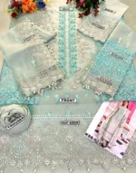 Heavy Embroidered with Handwork Mint Green Organza Dress for Formal & Wedding Events - Image 2