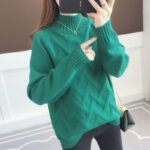 Women Half Turtleneck Knit Sweater Loose Long Sleeve Autumn Winter 2027 - Image 3