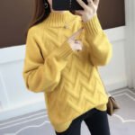 Women Half Turtleneck Knit Sweater Loose Long Sleeve Autumn Winter 2027 - Image 4