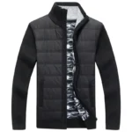 Men's Velvet Padded Cardigan Jacket Blue Winter Warm Knit - Image 3