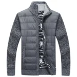 Men's Velvet Padded Cardigan Jacket Blue Winter Warm Knit - Image 5