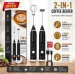 2 In 1 Rechargeable Electric Coffee Beater & Egg Whisk