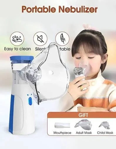 Portable Mesh Nebulizer Machine for Adults & Kids | Rechargeable Medicine Inhaler Nebulizer for Breathing Relief, Cough, Asthma | Masks for Kids & Adults